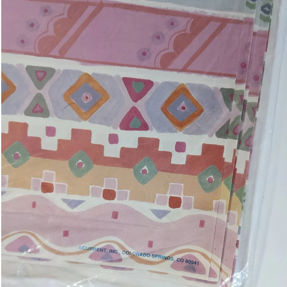 Vintage 80's Pastel Hues Southwestern Giftwrap w/ Notecards‎ from Current UNUSED